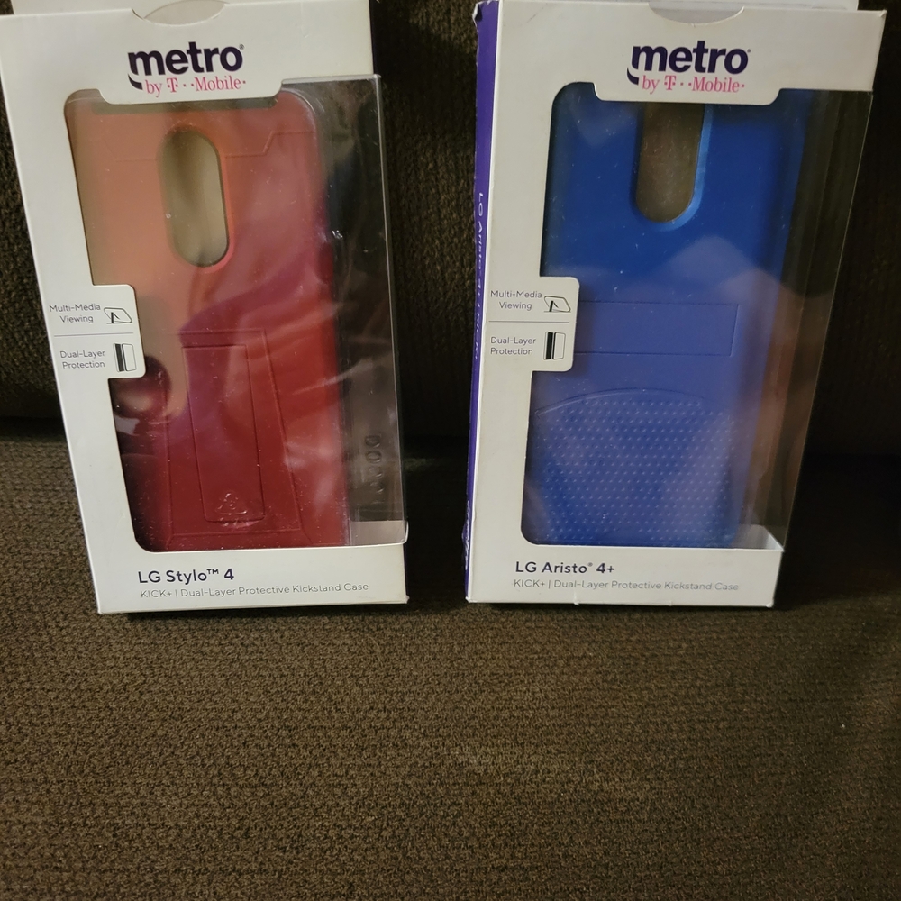 (2) LG Red Dual-Layer Cell Phone Case Metro By T Mobile